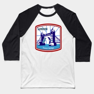 London Tower Bridge- Retro Vintage Patch Baseball T-Shirt